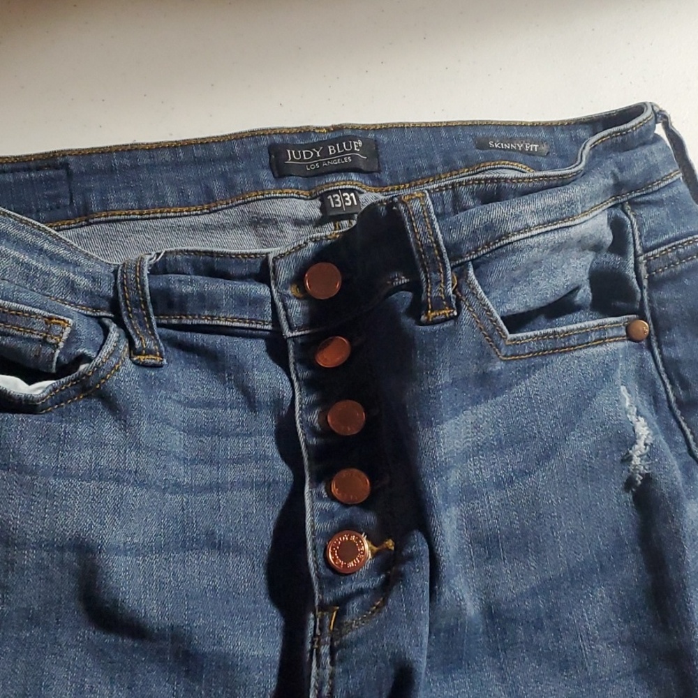Judy Blue Dark Blue Distressed Skinny Jeans